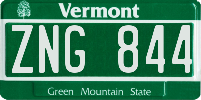 VT license plate ZNG844