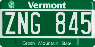 VT license plate ZNG845
