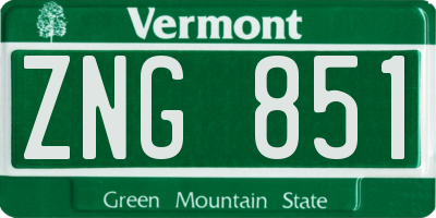 VT license plate ZNG851