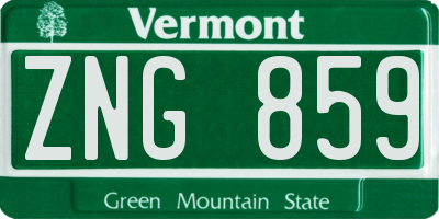VT license plate ZNG859