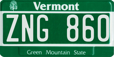 VT license plate ZNG860