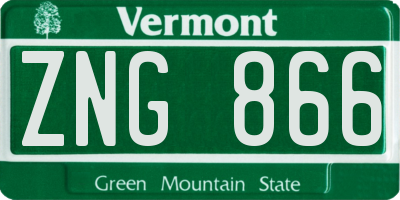 VT license plate ZNG866