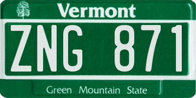 VT license plate ZNG871