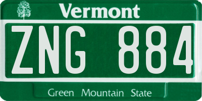 VT license plate ZNG884