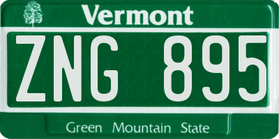 VT license plate ZNG895