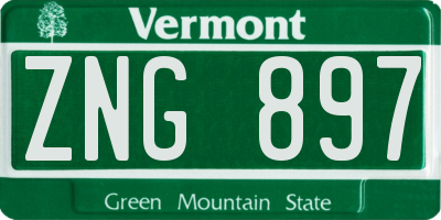 VT license plate ZNG897