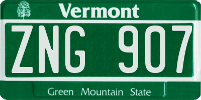 VT license plate ZNG907
