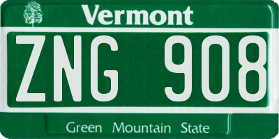 VT license plate ZNG908