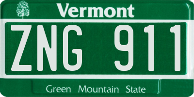VT license plate ZNG911