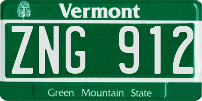 VT license plate ZNG912