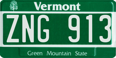 VT license plate ZNG913