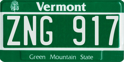 VT license plate ZNG917