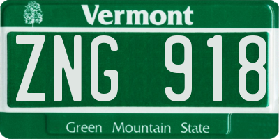 VT license plate ZNG918
