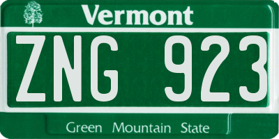 VT license plate ZNG923