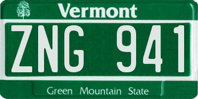 VT license plate ZNG941