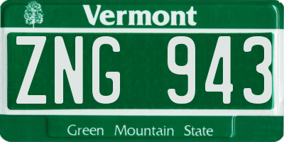 VT license plate ZNG943