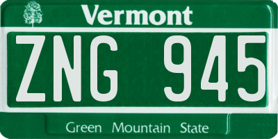 VT license plate ZNG945