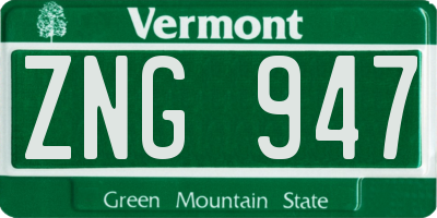 VT license plate ZNG947