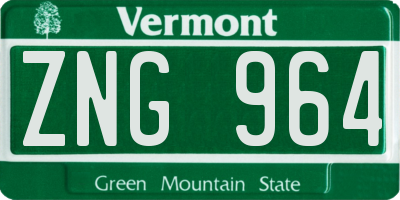 VT license plate ZNG964