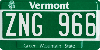 VT license plate ZNG966