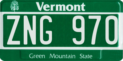 VT license plate ZNG970