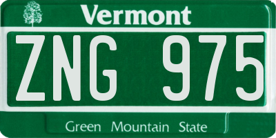 VT license plate ZNG975