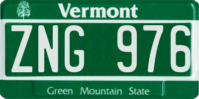 VT license plate ZNG976