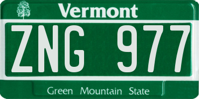 VT license plate ZNG977
