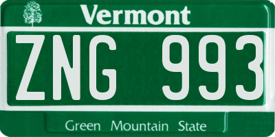 VT license plate ZNG993