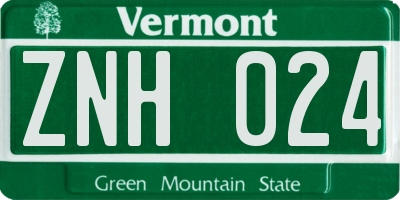 VT license plate ZNH024