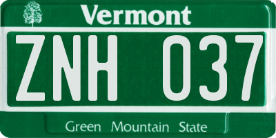 VT license plate ZNH037