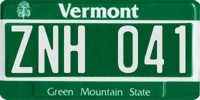 VT license plate ZNH041