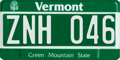 VT license plate ZNH046