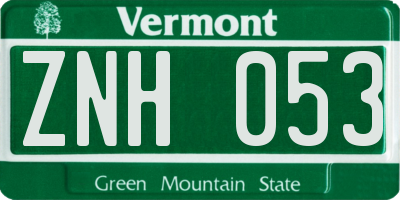 VT license plate ZNH053