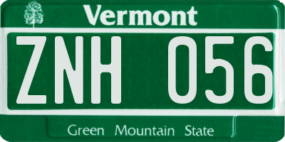 VT license plate ZNH056