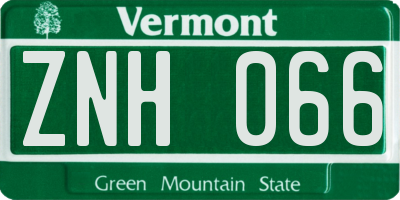 VT license plate ZNH066