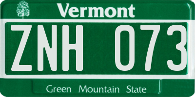 VT license plate ZNH073