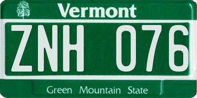 VT license plate ZNH076