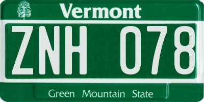 VT license plate ZNH078