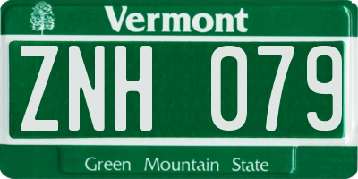 VT license plate ZNH079