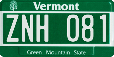 VT license plate ZNH081