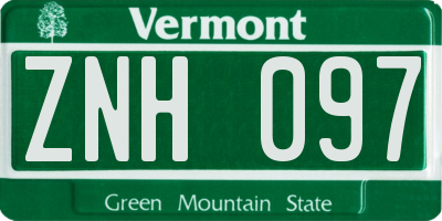 VT license plate ZNH097