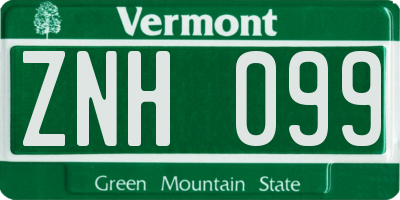 VT license plate ZNH099