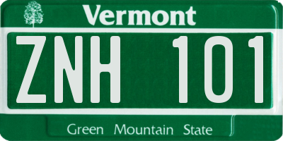 VT license plate ZNH101