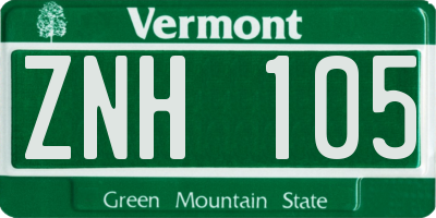 VT license plate ZNH105