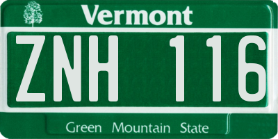VT license plate ZNH116
