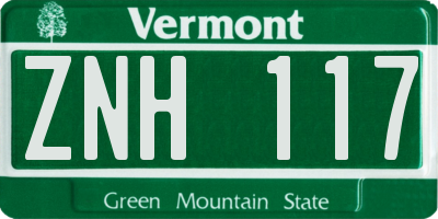VT license plate ZNH117