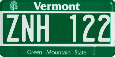 VT license plate ZNH122