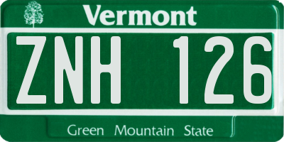 VT license plate ZNH126
