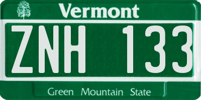 VT license plate ZNH133